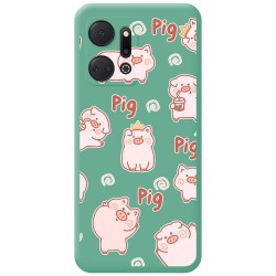 Funda Silicona Líquida Verde para Huawei Honor X7a diseño Cerdos Dibujos