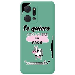 Funda Silicona Líquida Verde para Huawei Honor X7a diseño Vaca Dibujos