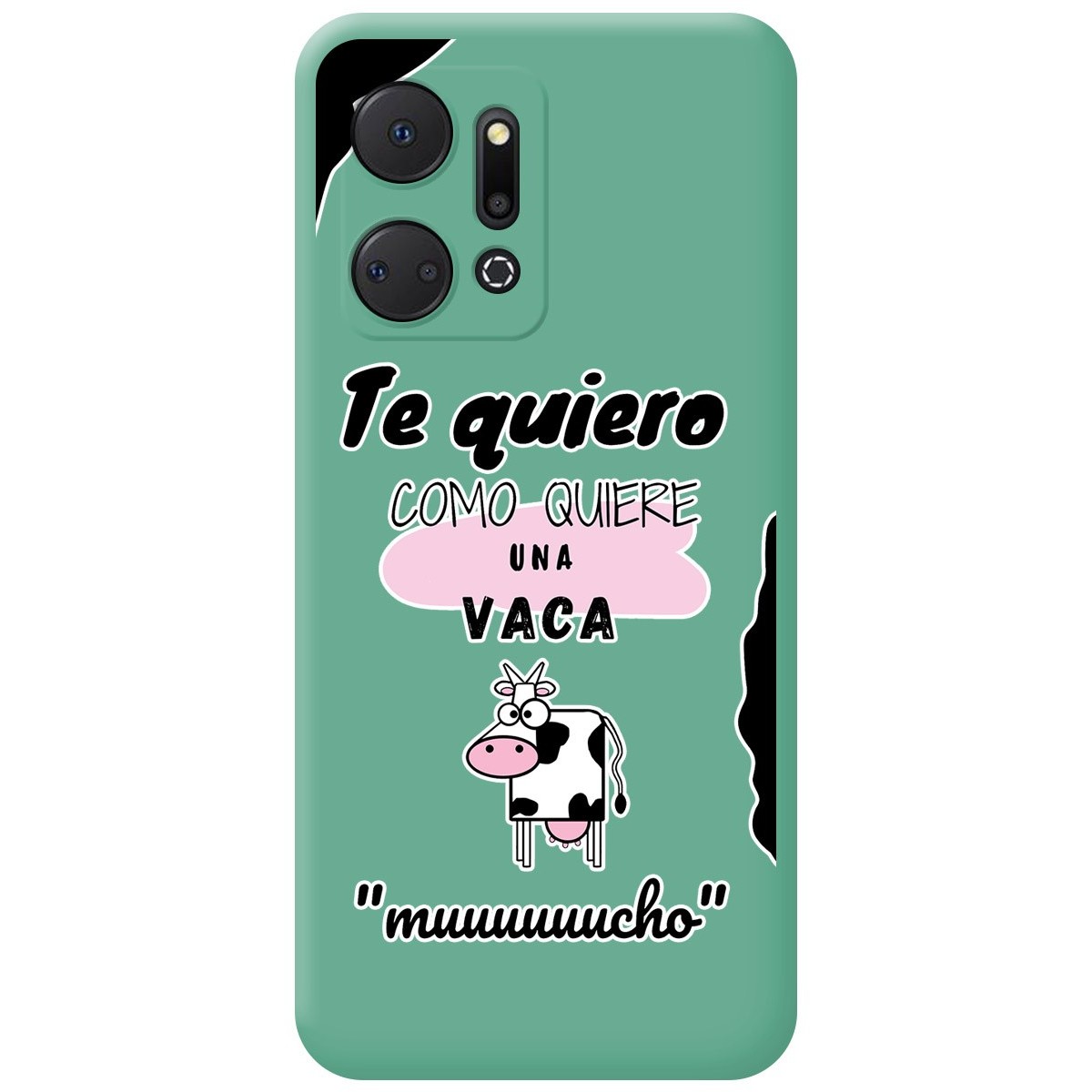 Funda Silicona Líquida Verde para Huawei Honor X7a diseño Vaca Dibujos