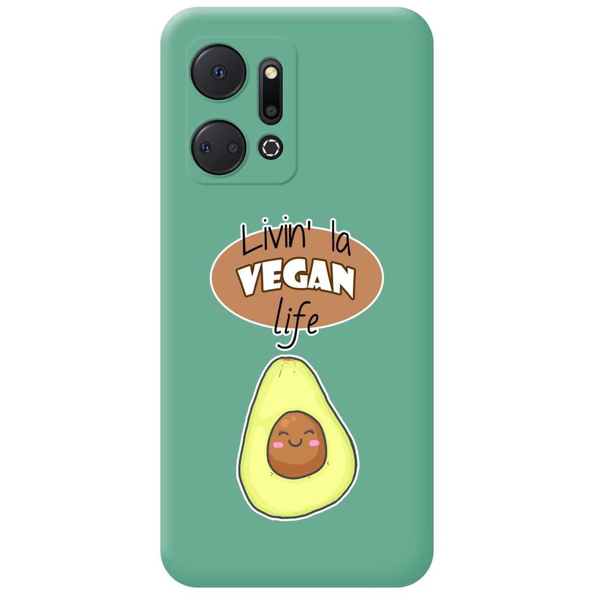 Funda Silicona Líquida Verde para Huawei Honor X7a diseño Vegan Life Dibujos