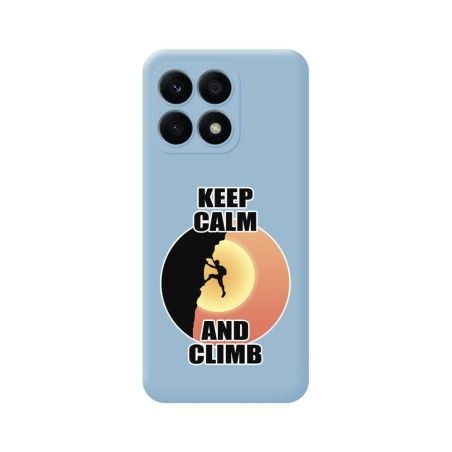 Funda Silicona Líquida Azul para Huawei Honor X8a diseño Hombre Escalada Dibujos