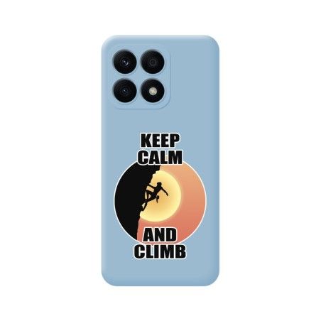 Funda Silicona Líquida Azul para Huawei Honor X8a diseño Mujer Escalada Dibujos