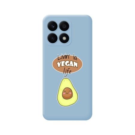 Funda Silicona Líquida Azul para Huawei Honor X8a diseño Vegan Life Dibujos
