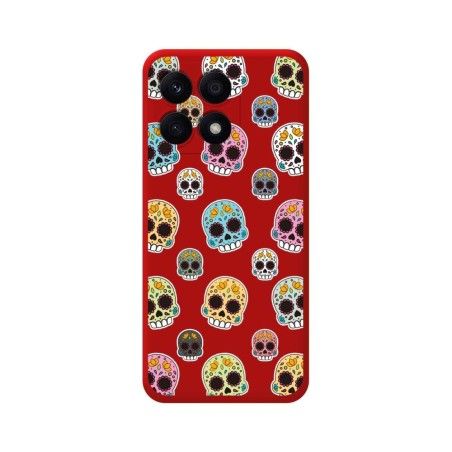 Funda Silicona Líquida Roja para Huawei Honor X8a diseño Catrina Dibujos