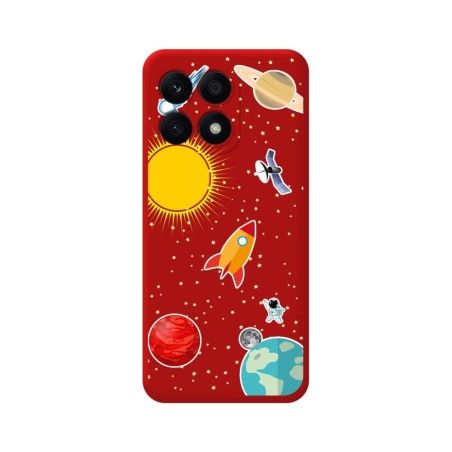 Funda Silicona Líquida Roja para Huawei Honor X8a diseño Espacio Dibujos