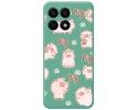 Funda Silicona Líquida Verde para Huawei Honor X8a diseño Cerdos Dibujos