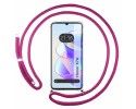 Funda Colgante Transparente para Huawei Honor X7a con Cordon Rosa Fucsia