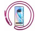 Funda Colgante Transparente para Huawei Honor X8a con Cordon Rosa Fucsia