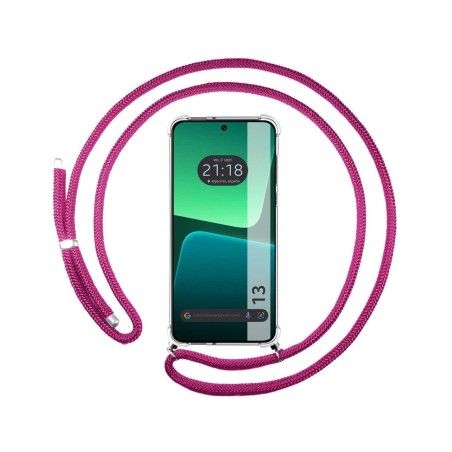 Funda Colgante Transparente compatible con Xiaomi 13 5G con Cordon Rosa Fucsia