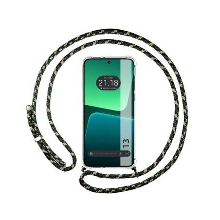 Funda Colgante Transparente compatible con Xiaomi 13 5G con Cordon Verde / Dorado
