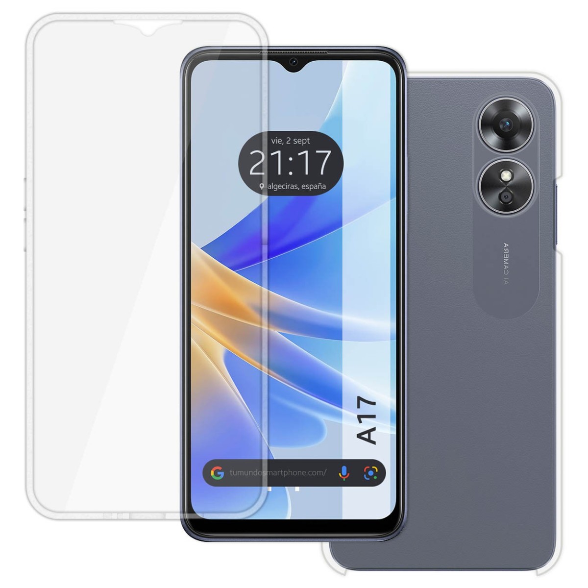 Funda Doble Transparente Pc + Tpu Full Body 360 para Oppo A17