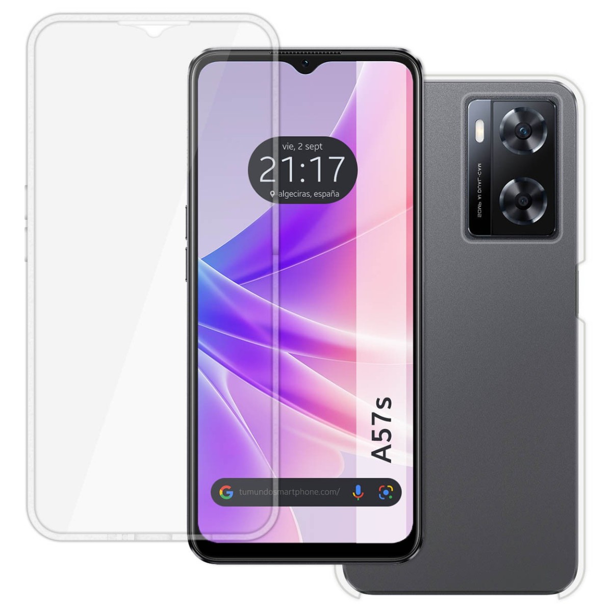 Funda Doble Transparente Pc + Tpu Full Body 360 para Oppo A57s