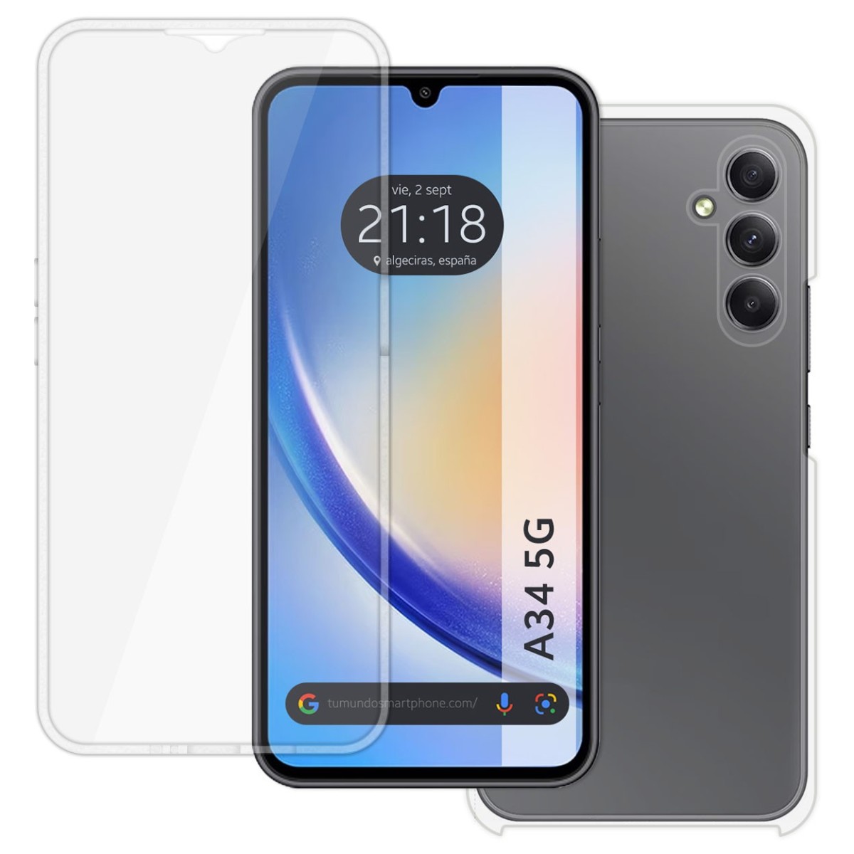Funda Doble Transparente Pc + Tpu Full Body 360 para Samsung Galaxy A34 5G