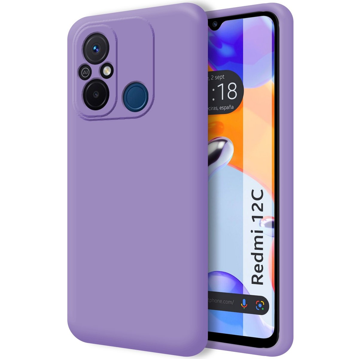 Funda Silicona Líquida Ultra Suave compatible con Xiaomi Redmi 12C color Morada