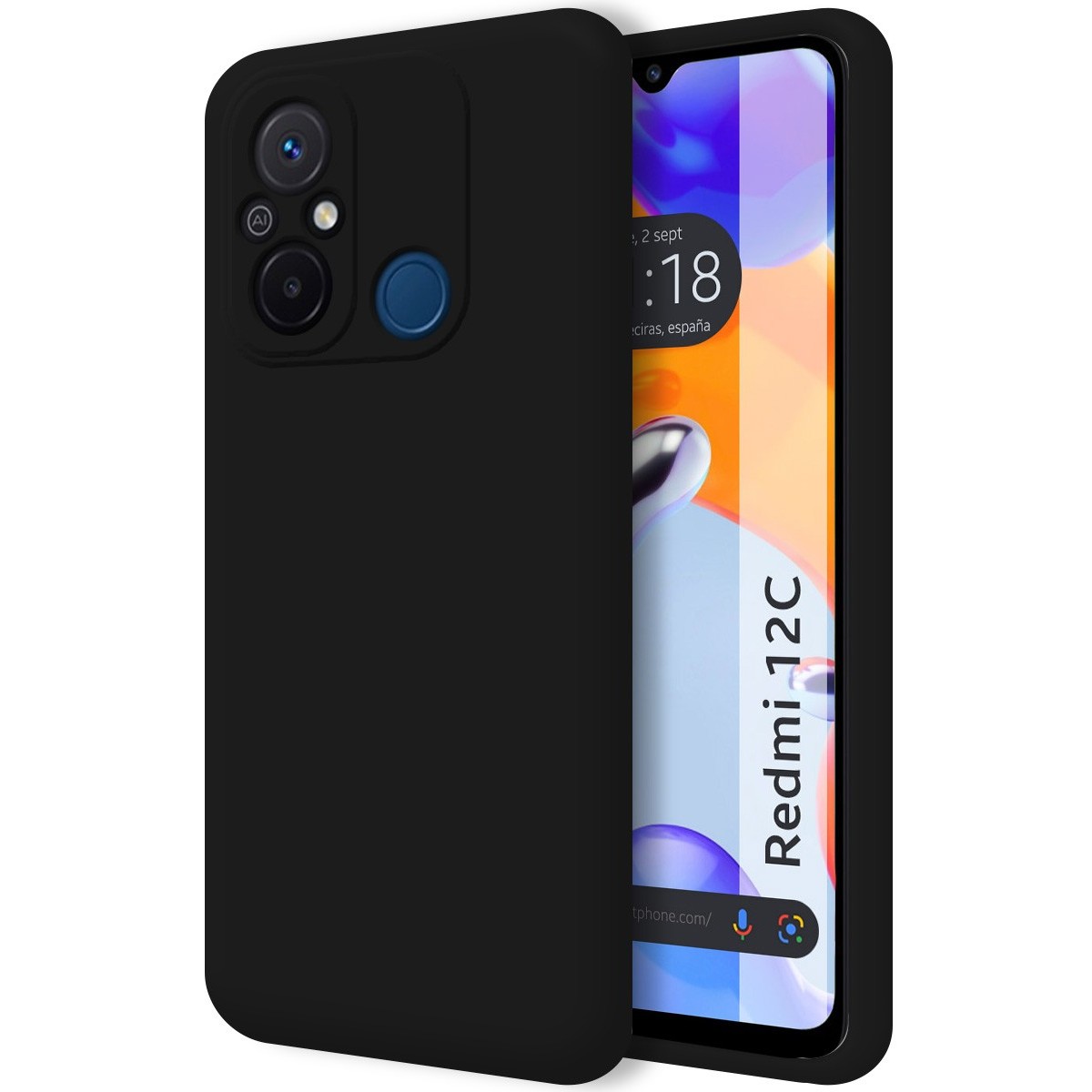 Funda Silicona Líquida Ultra Suave compatible con Xiaomi Redmi 12C color Negra