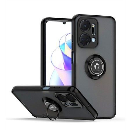 Funda Mate con Borde Negro y Anillo Giratorio 360 para Huawei Honor X7a