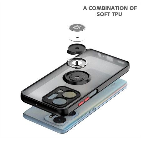 Funda Mate con Borde Negro y Anillo Giratorio 360 para Huawei Honor X7a