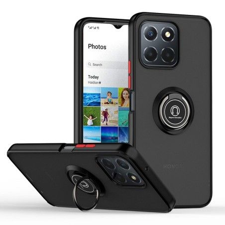 Funda Mate con Borde Negro y Anillo Giratorio 360 para Huawei Honor X8a