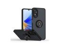 Funda Mate con Borde Negro y Anillo Giratorio 360 para Oppo A78 5G
