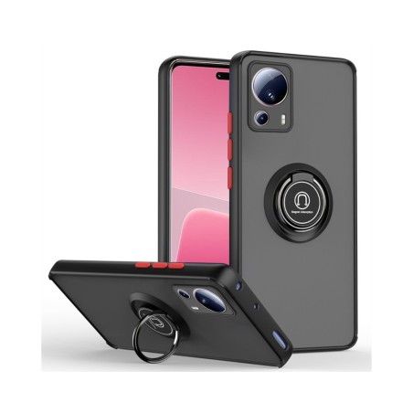 Funda Mate con Borde Negro y Anillo Giratorio 360 compatible con Xiaomi 13 Lite 5G