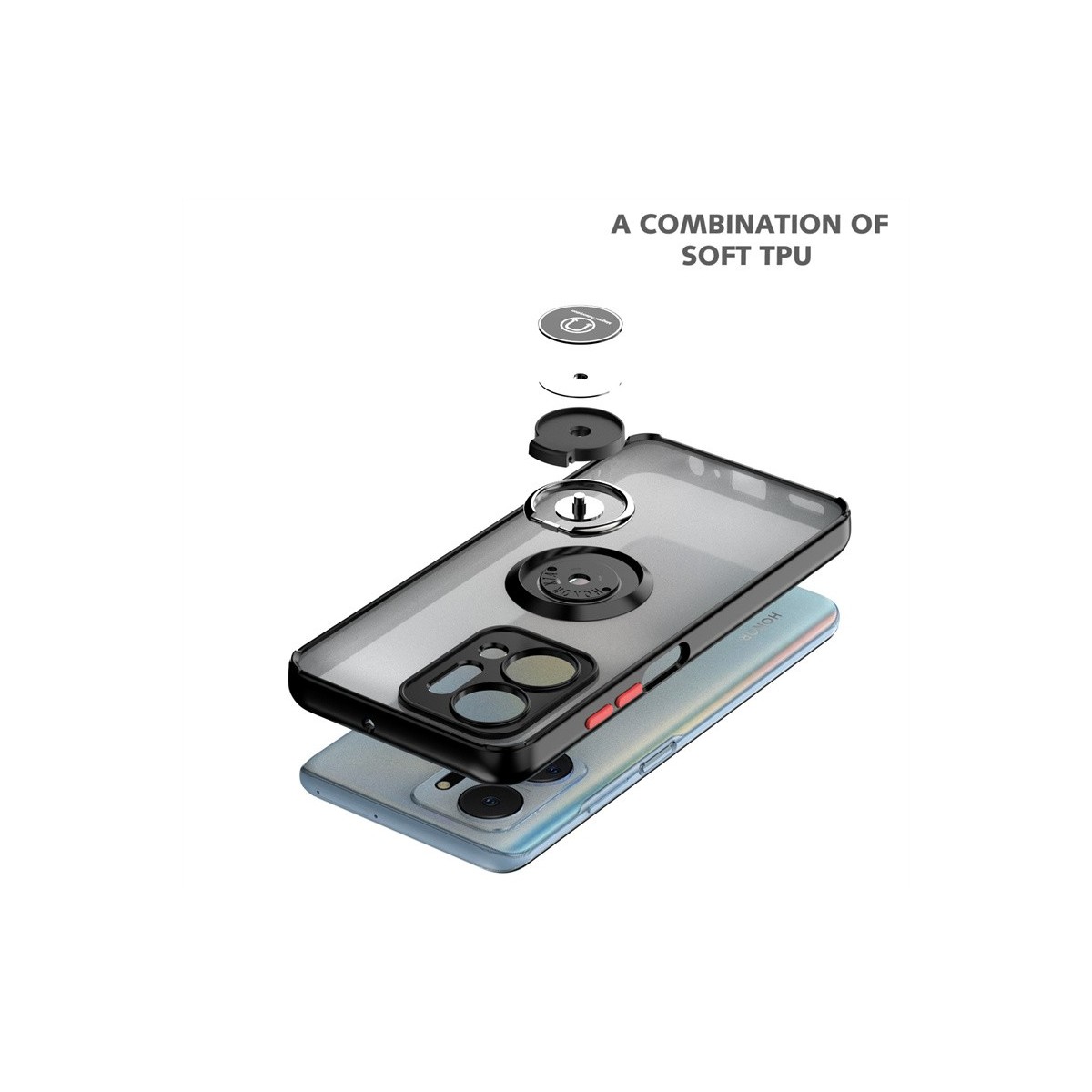 Funda Mate con Borde Negro y Anillo Giratorio 360 compatible con Xiaomi 13 Lite 5G