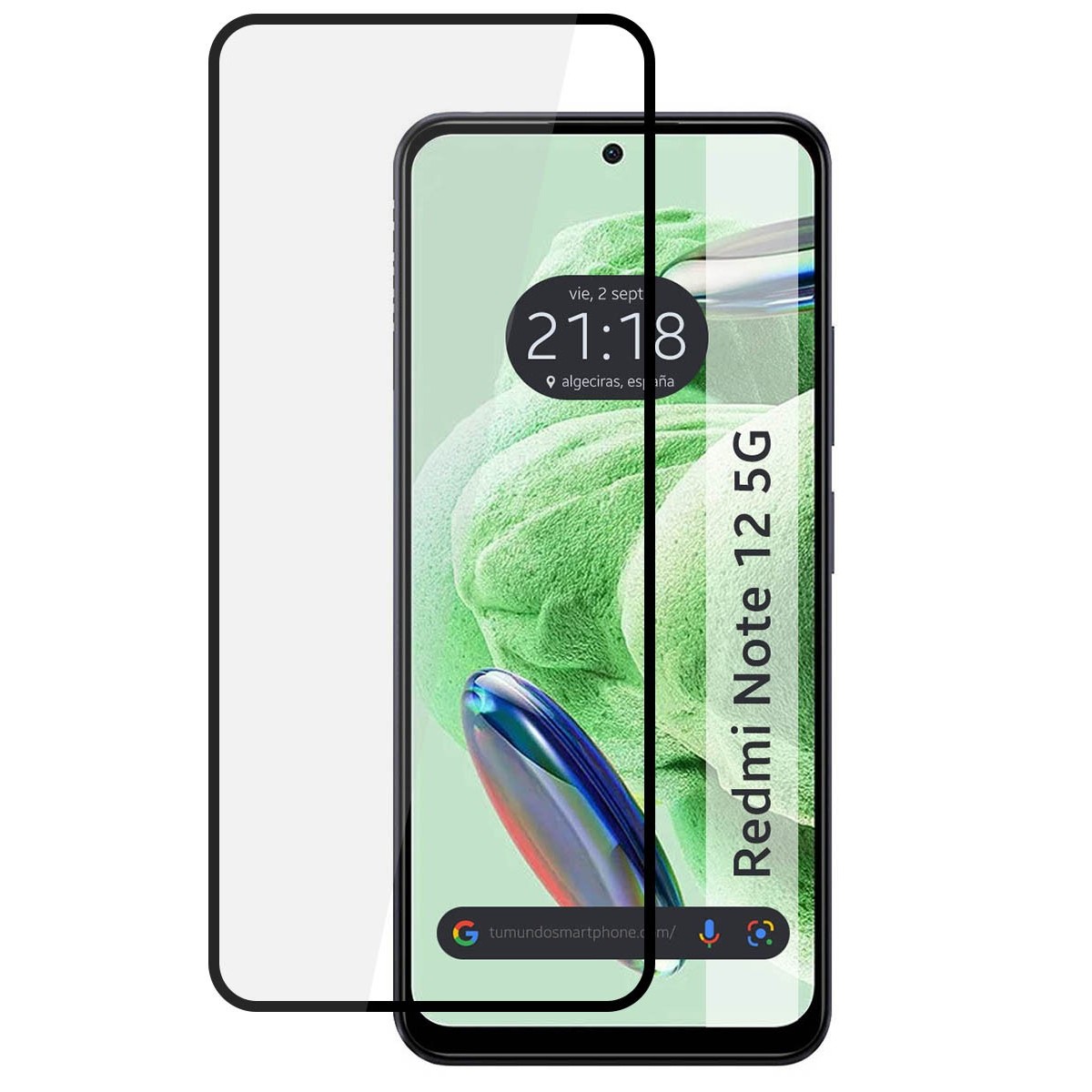 Protector Cristal Templado Completo 5D Full Glue Negro compatible con Xiaomi Redmi Note 12 5G Vidrio