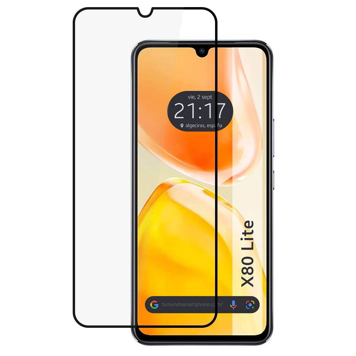 Protector Cristal Templado Completo 5D Full Glue Negro para Vivo X80 Lite 5G Vidrio