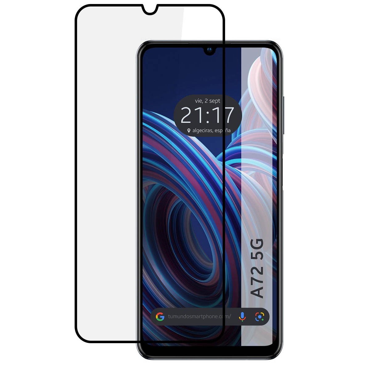 Protector Cristal Templado Completo 5D Full Glue Negro para Zte Blade A72 5G Vidrio