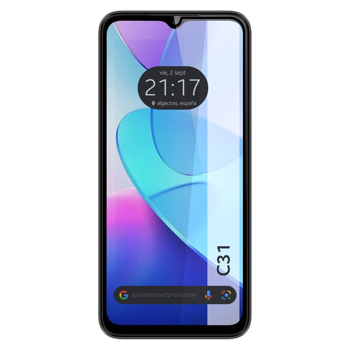 Protector Cristal Templado Completo 5D Full Glue Negro para Oukitel C31 Vidrio