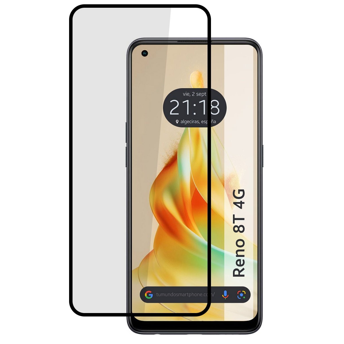 Protector Cristal Templado Completo 5D Full Glue Negro para Oppo Reno 8T 4G Vidrio