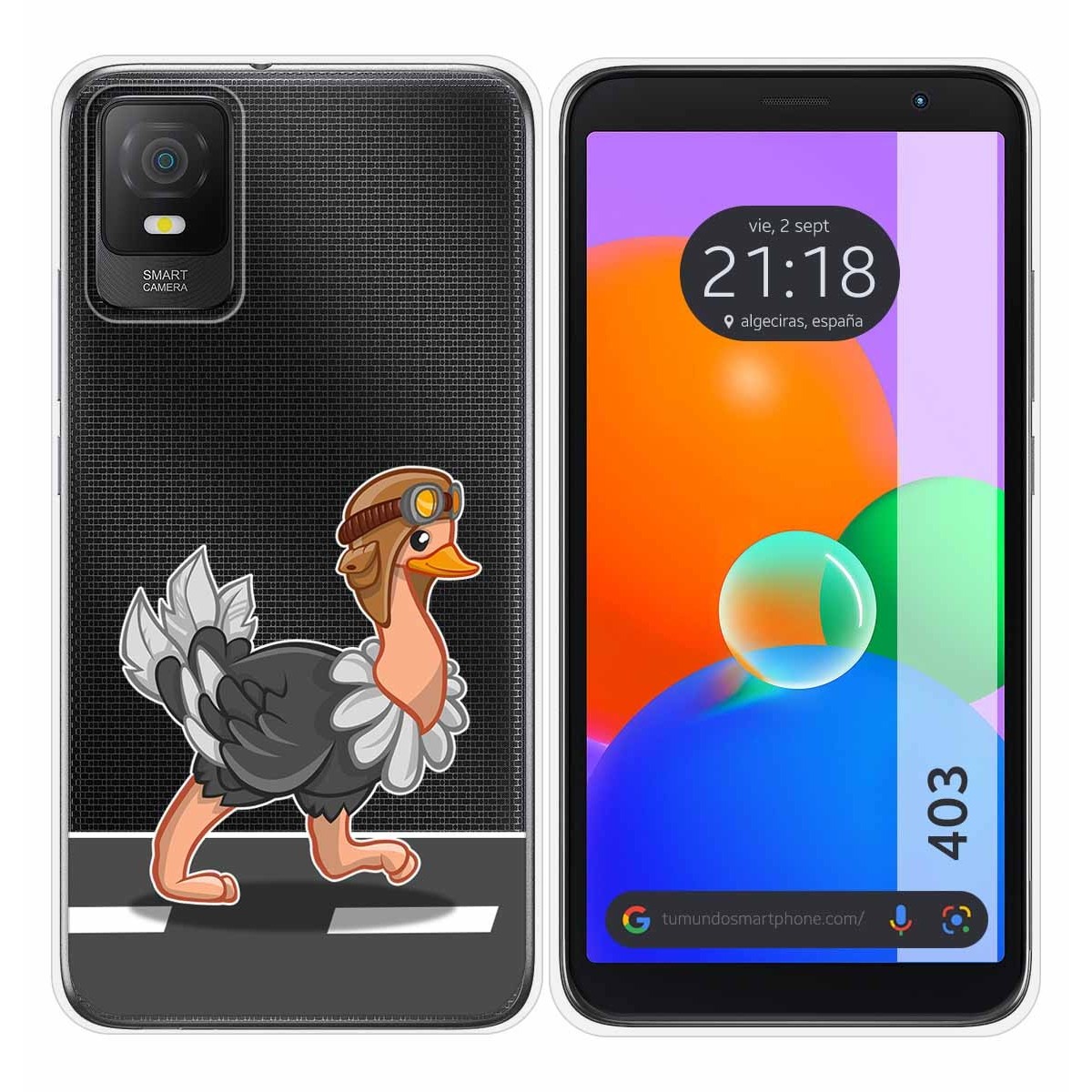 Funda Silicona Transparente para TCL 403 diseño Avestruz Dibujos