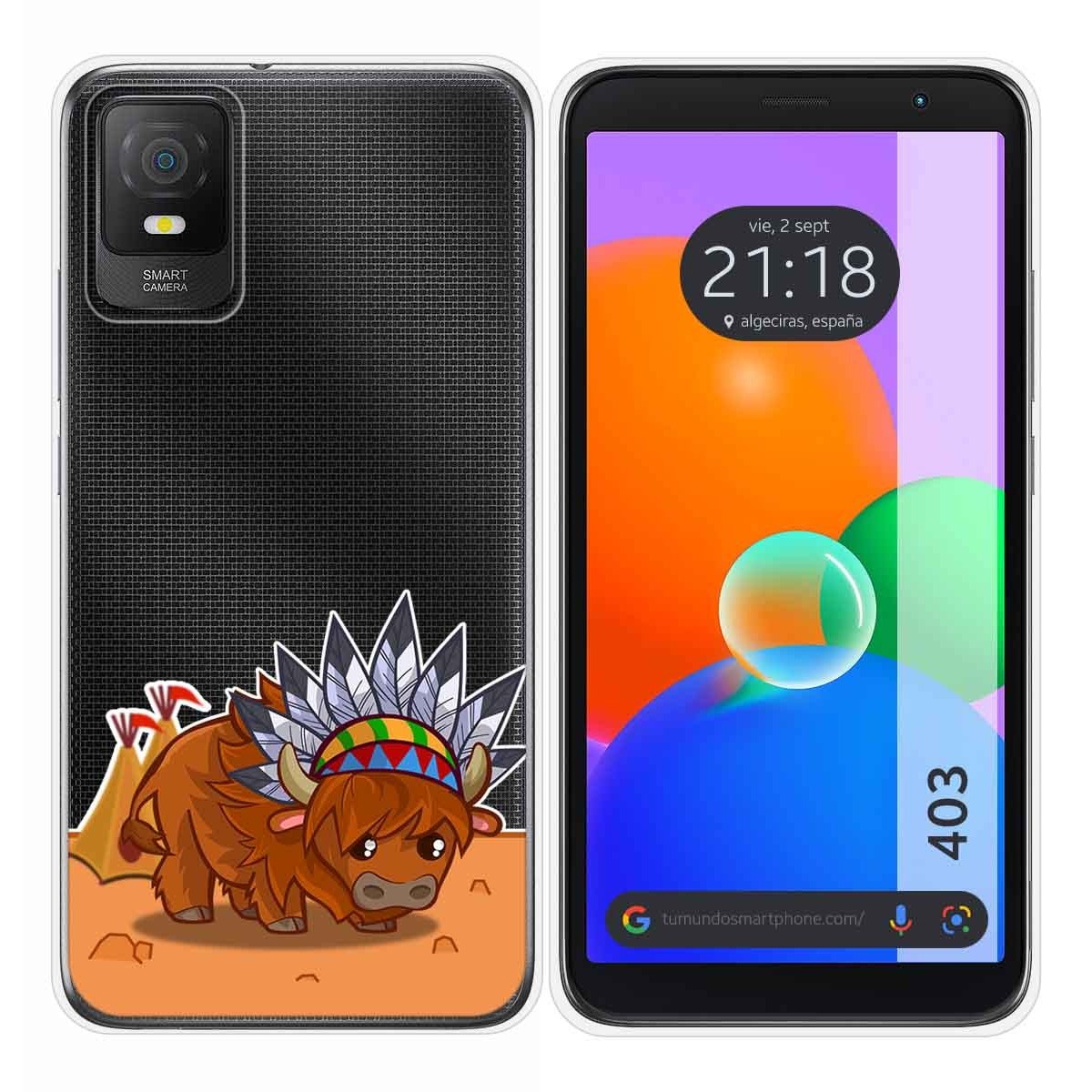 Funda Silicona Transparente para TCL 403 diseño Bufalo Dibujos