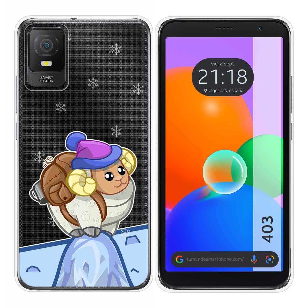 Funda Silicona Transparente para TCL 403 diseño Cabra Dibujos