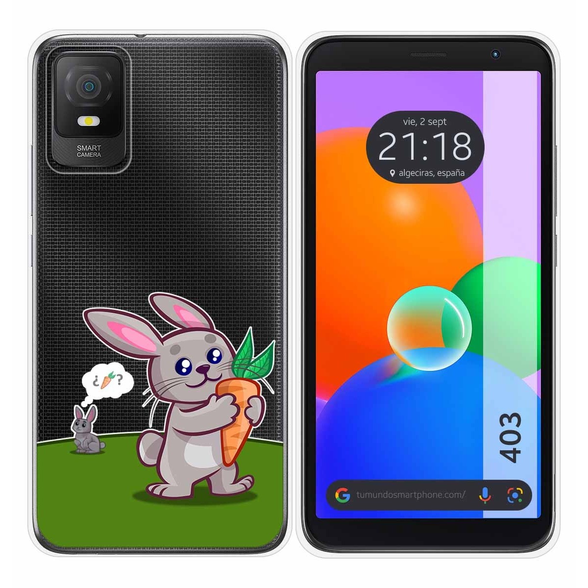 Funda Silicona Transparente para TCL 403 diseño Conejo Dibujos