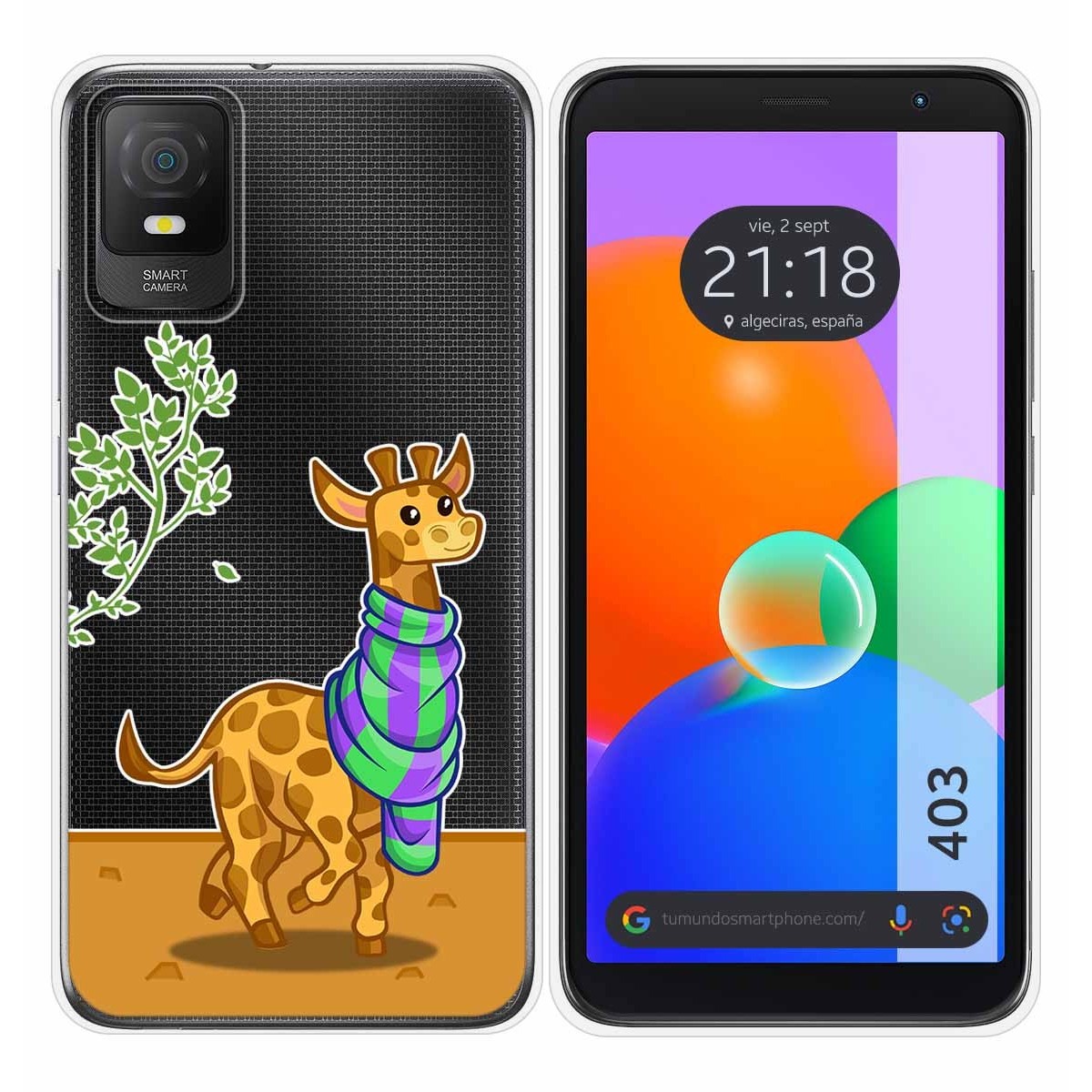 Funda Silicona Transparente para TCL 403 diseño Jirafa Dibujos
