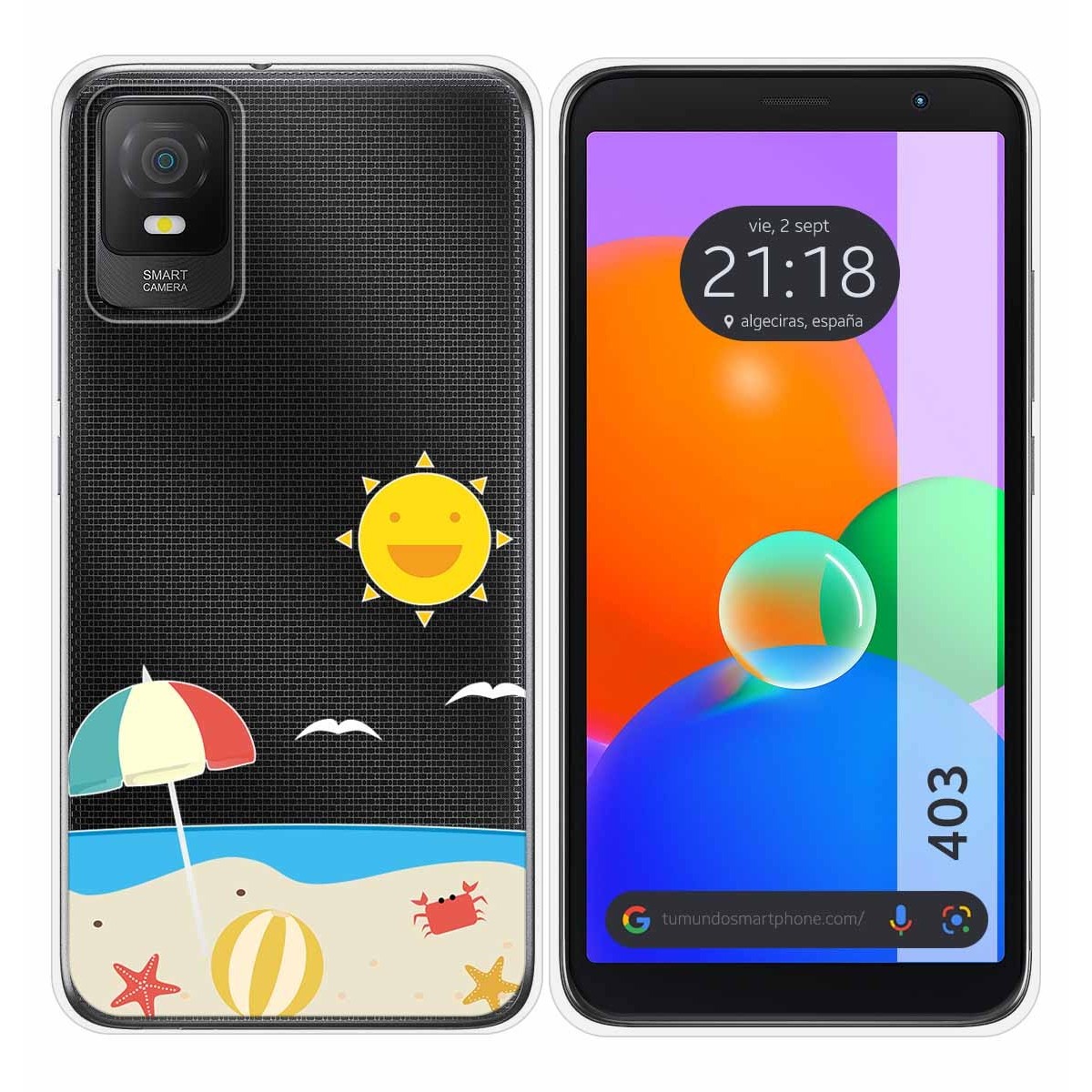 Funda Silicona Transparente para TCL 403 diseño Playa Dibujos