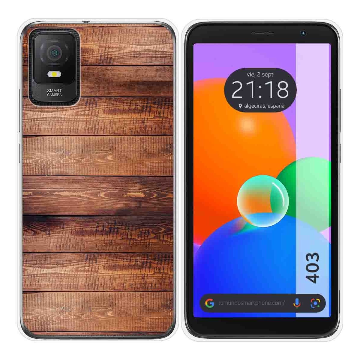 Funda Silicona para TCL 403 diseño Madera 02 Dibujos