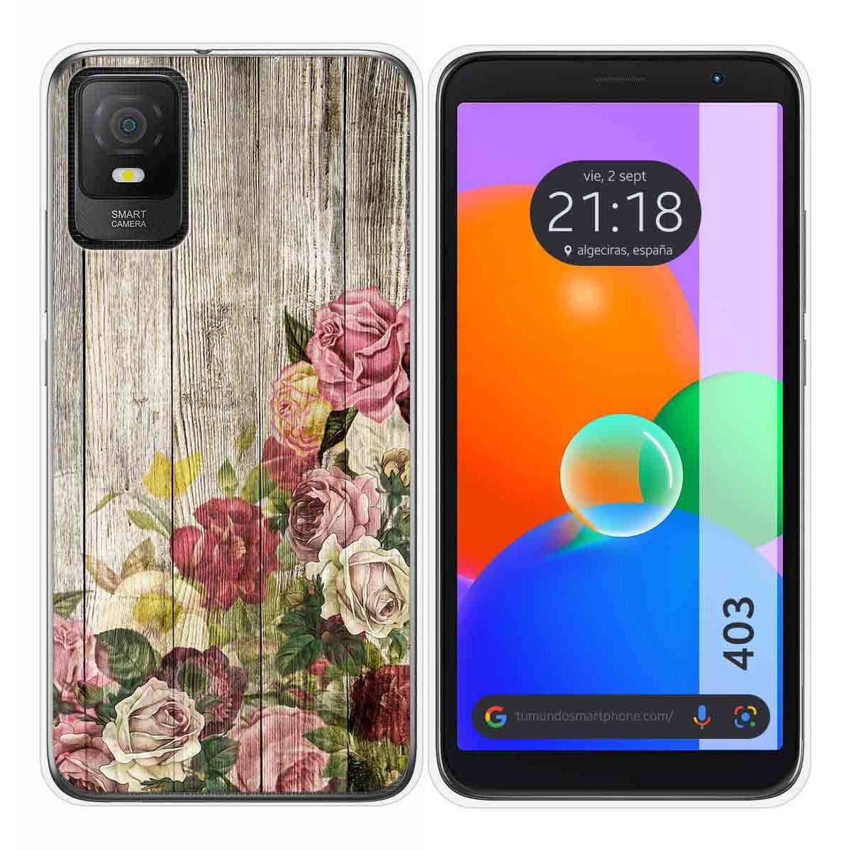 Funda Silicona para TCL 403 diseño Madera 08 Dibujos