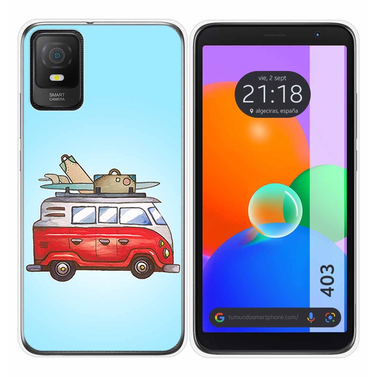 Funda Silicona para TCL 403 diseño Furgoneta Dibujos