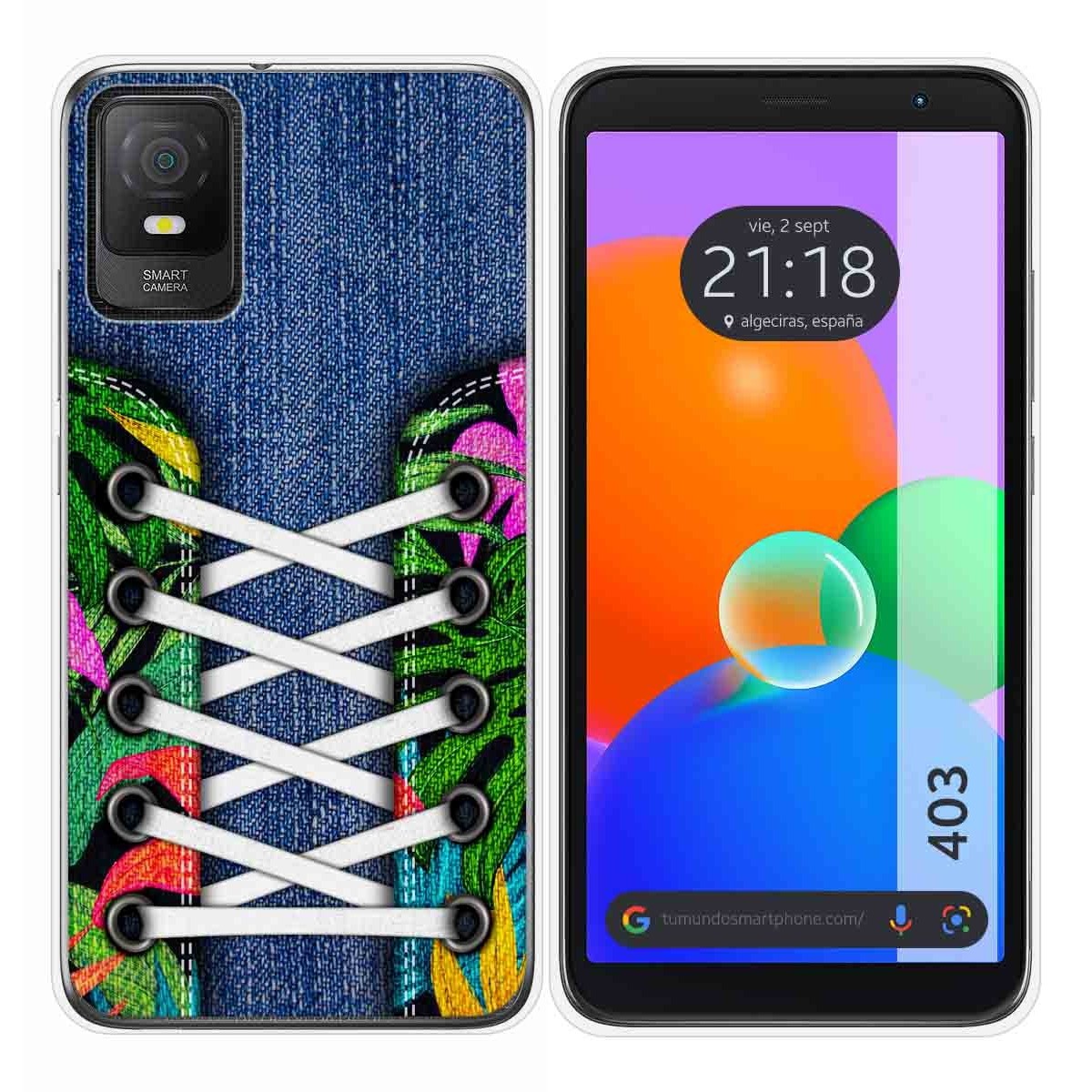 Funda Silicona Transparente para TCL 403 diseño Zapatillas 13 Dibujos