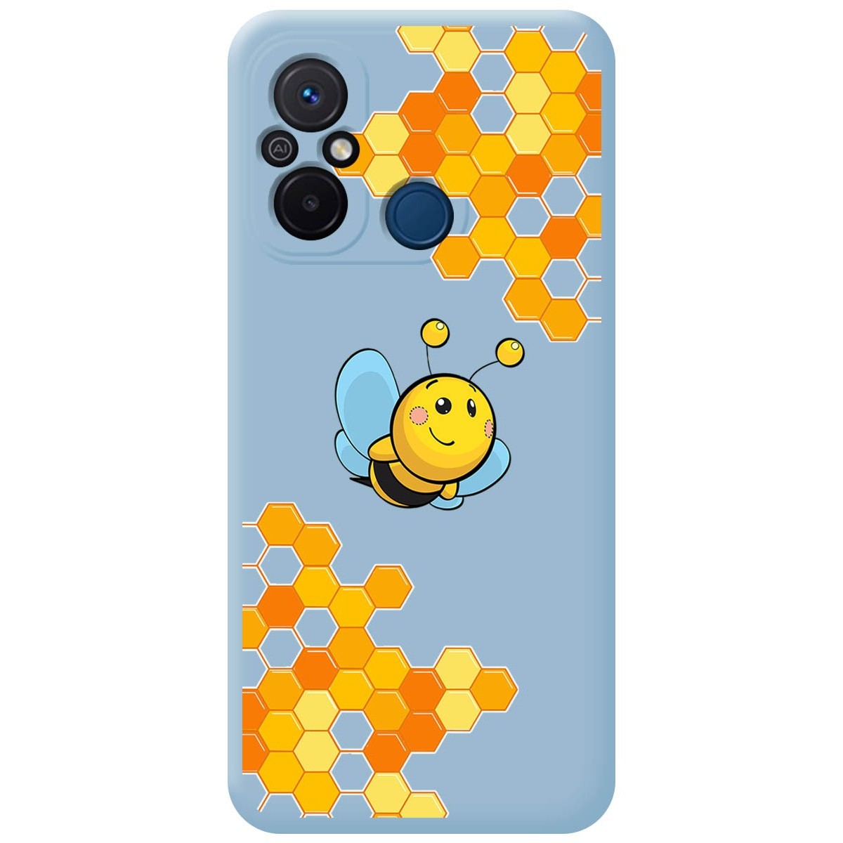 Funda Silicona Líquida Azul compatible con Xiaomi Redmi 12C diseño Abeja Dibujos