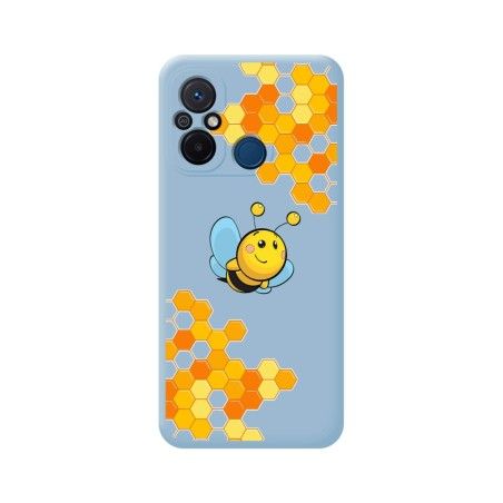 Funda Silicona Líquida Azul compatible con Xiaomi Redmi 12C diseño Abeja Dibujos