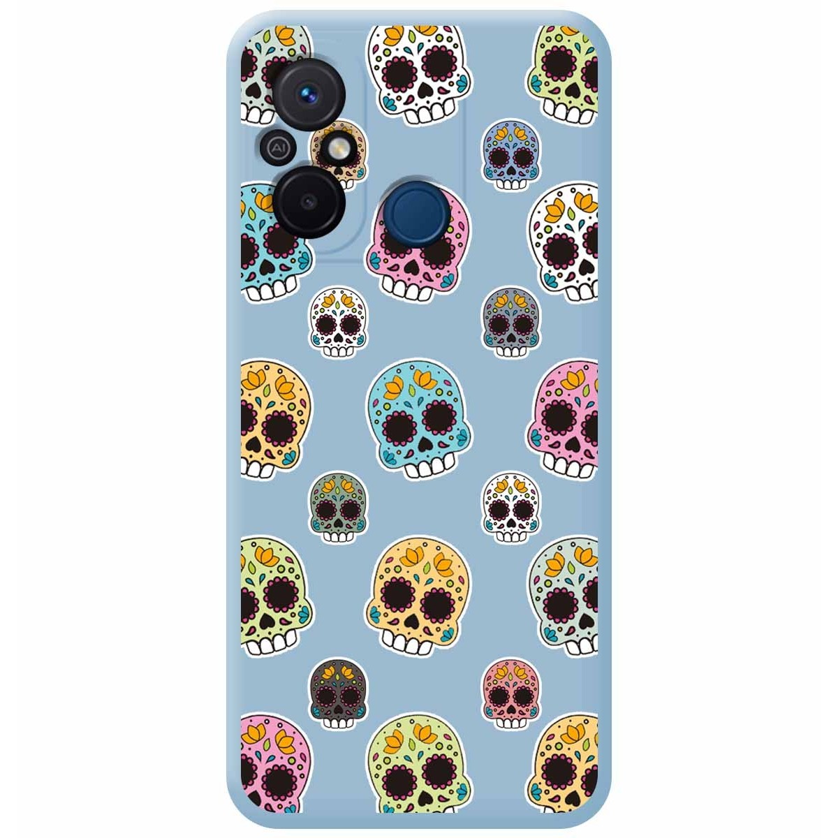 Funda Silicona Líquida Azul compatible con Xiaomi Redmi 12C diseño Catrina Dibujos