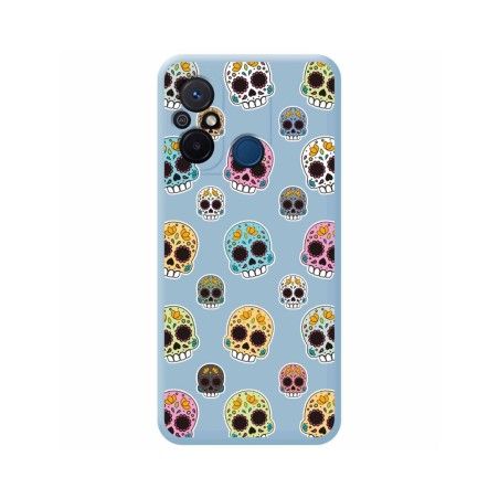 Funda Silicona Líquida Azul compatible con Xiaomi Redmi 12C diseño Catrina Dibujos