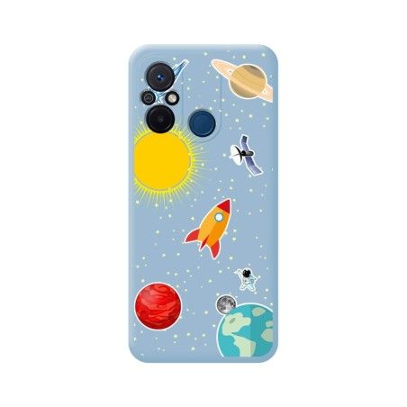 Funda Silicona Líquida Azul compatible con Xiaomi Redmi 12C diseño Espacio Dibujos