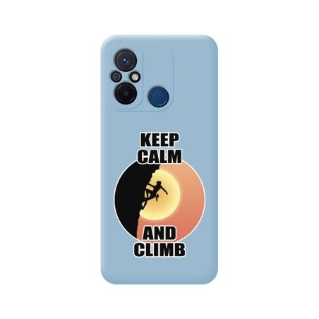 Funda Silicona Líquida Azul compatible con Xiaomi Redmi 12C diseño Mujer Escalada Dibujos