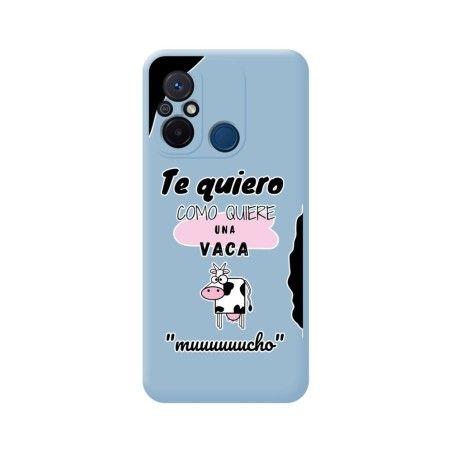 Funda Silicona Líquida Azul compatible con Xiaomi Redmi 12C diseño Vaca Dibujos