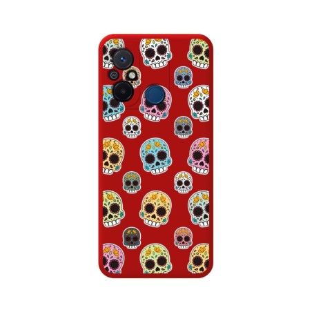 Funda Silicona Líquida Roja compatible con Xiaomi Redmi 12C diseño Catrina Dibujos