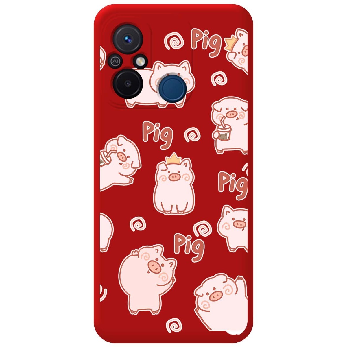 Funda Silicona Líquida Roja para Xiaomi Redmi 12C diseño Cerdos Dibujos