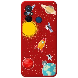 Funda Silicona Líquida Roja compatible con Xiaomi Redmi 12C diseño Espacio Dibujos